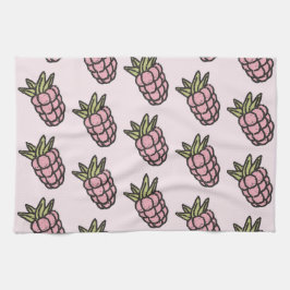 Rosa Pineapple Tropical Fruits Botanical Summer Kökshandduk