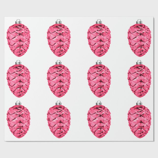 Rosa Pinecones Wrapping Papper Presentpapper (Platt)