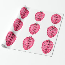 Rosa Pinecones Wrapping Papper