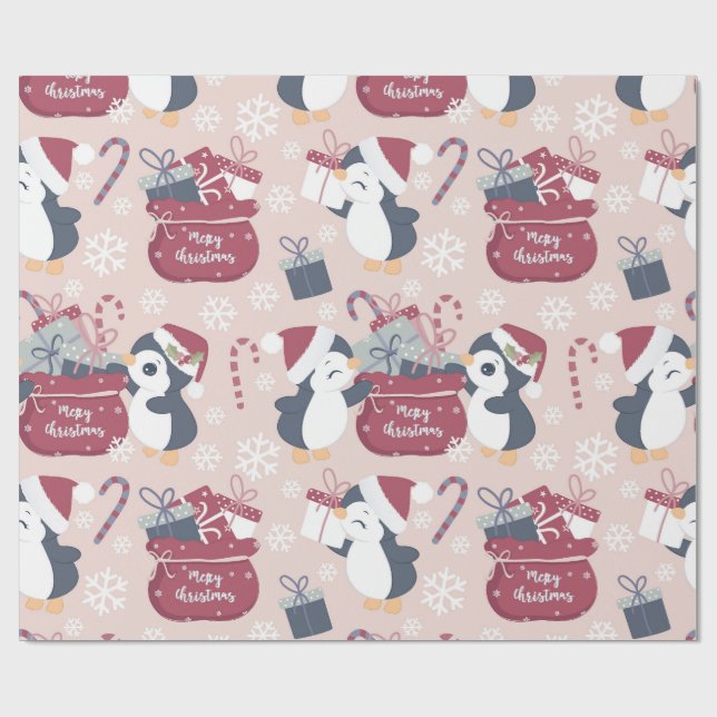 Rosa pingviner  presentpapper (Platt)
