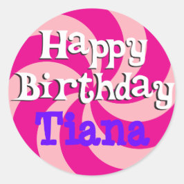 Rosa Pinjul Girly Birthday Badge Runt Klistermärke