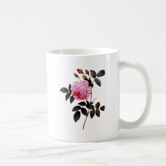 Rosa pink blomma, Pierre Joseph Redouté Kaffemugg (Höger)