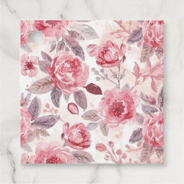 Rosa Pink Peony Vattenfärg Blommig Trädgård Gåvor Etiketter