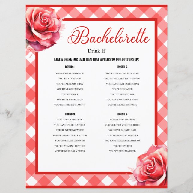 Rosa Pinup Bachelorette Drinking Game (Framsida)