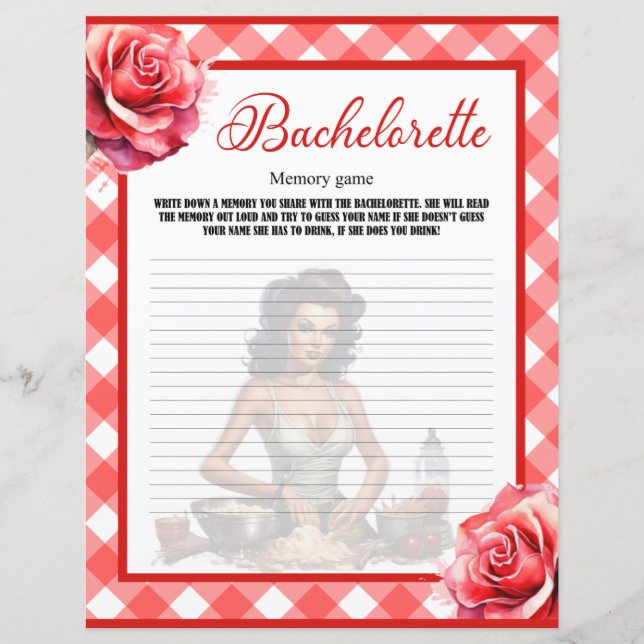 Rosa Pinup Bachelorette Memory Game (Framsida)