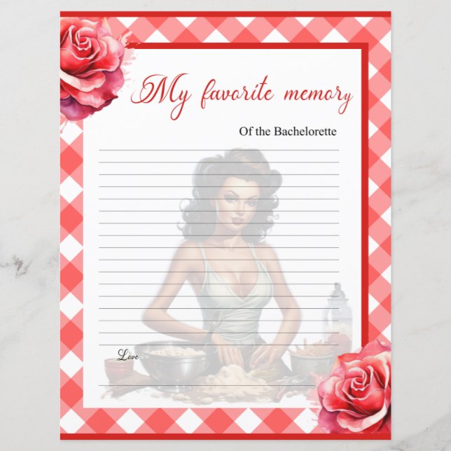 Rosa Pinup Bachelorette Party Favorite Memory Game (Framsida)
