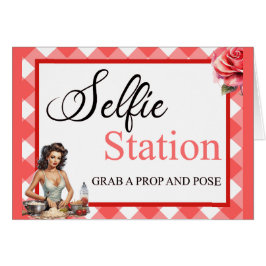 Rosa Pinup Bachelorette Party Selfie Station Card OBS Kort