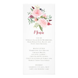 Rosa Pion Eukalyptus Grönska Bröllopsmeny Reklamkort