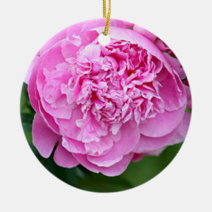 Rosa pion julgransprydnad keramik