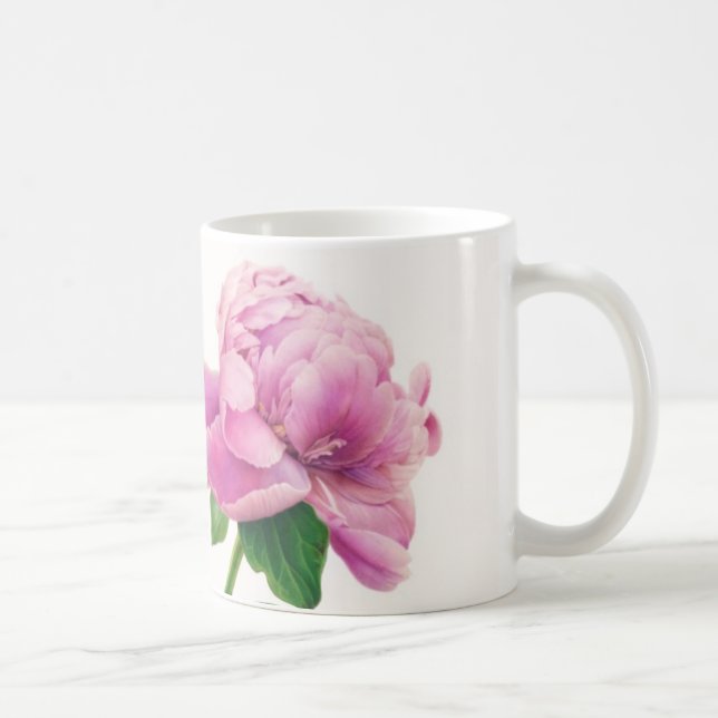 Rosa pion på muggen kaffemugg (Höger)