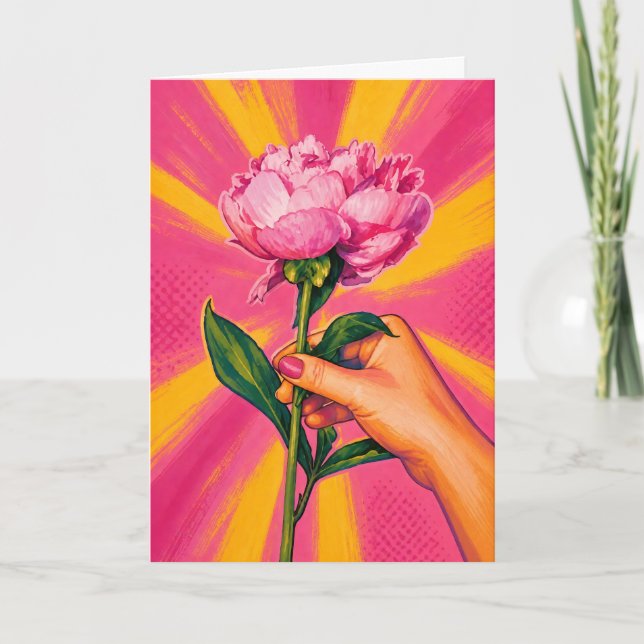Rosa Pion Popart Pappersvaror Kort (Framsida)