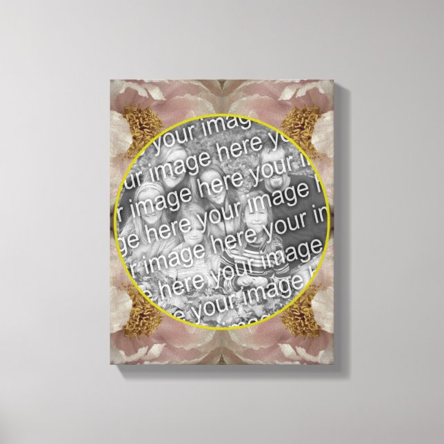 Rosa Pionblomma Blomram Skapa Ditt Eget Foto Canvastryck (Framsida)