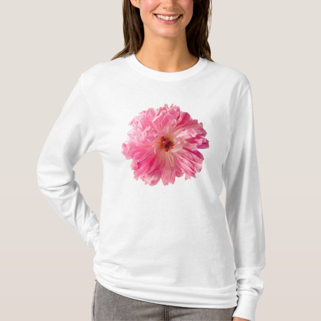 Rosa pionblomma t-shirt (Framsida)