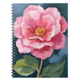 Rosa Pionblomma Vattenfärg Blommig Anteckningsbok