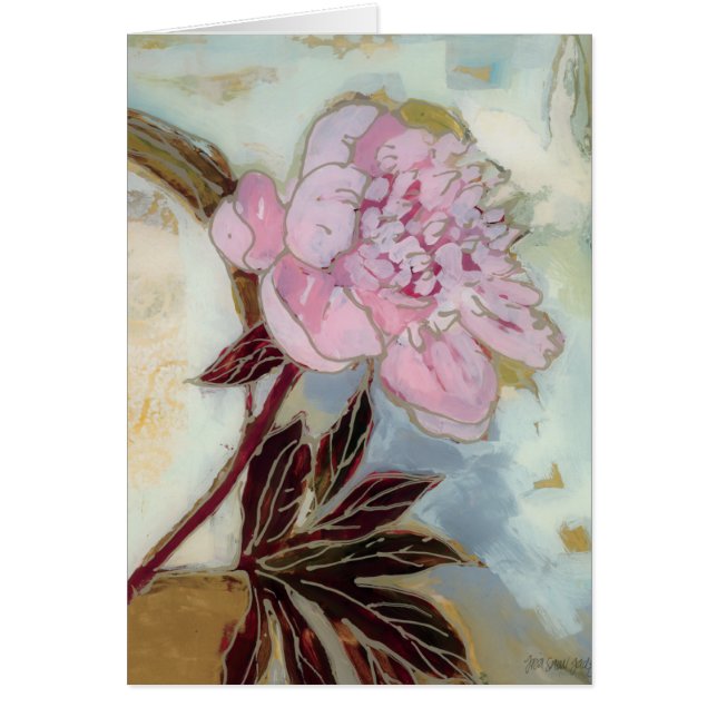 Rosa pionblommar hälsningskort (Framsidan)