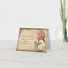 rosa pionblommarvintage bröllop tackar dig kort