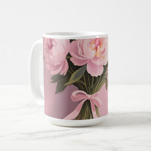 Rosa Pionbuketter Kransar Kaffemugg