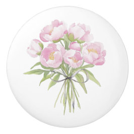 Rosa pioner med rosett knopp