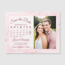 Rosa Pionkalender & Foto Spara Datum Magnet