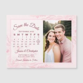 Rosa Pionkalender & Foto Spara Datum Magnet