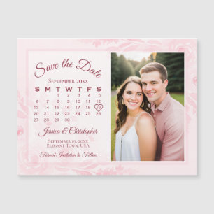 Rosa Pionkalender & Foto Spara Datum Magnet