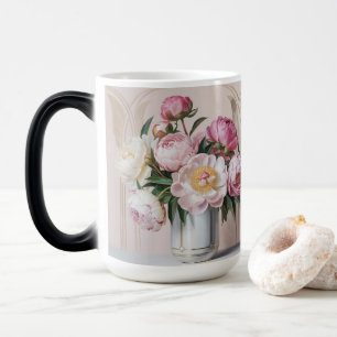 Rosa Pionkonst Dekorativ Föränderlig Mugg
