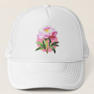 Rosa Pionprickig Moasikblomma Keps
