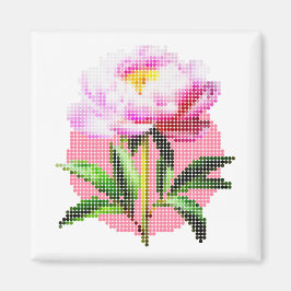 Rosa Pionprickig Moasikblomma Magnet