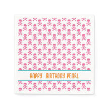 Rosa Pirat Crossbone Modern Grattis på födelsedage