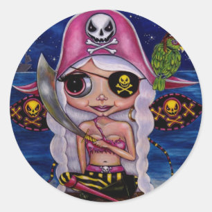 Rosa Pirat Fairy Sticker Runt Klistermärke