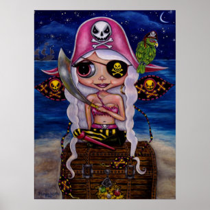 Rosa Pirat Fairy with Treasure Poster