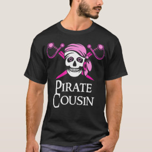 Rosa Pirat kusin Skull och korsben Flagga T Shirt