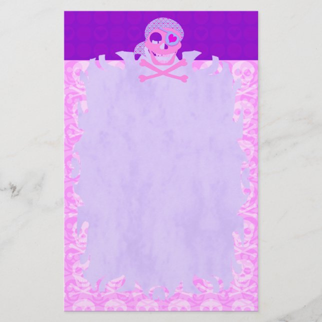 Rosa Pirat Skullfyllning i lager Brevpapper (Framsida)