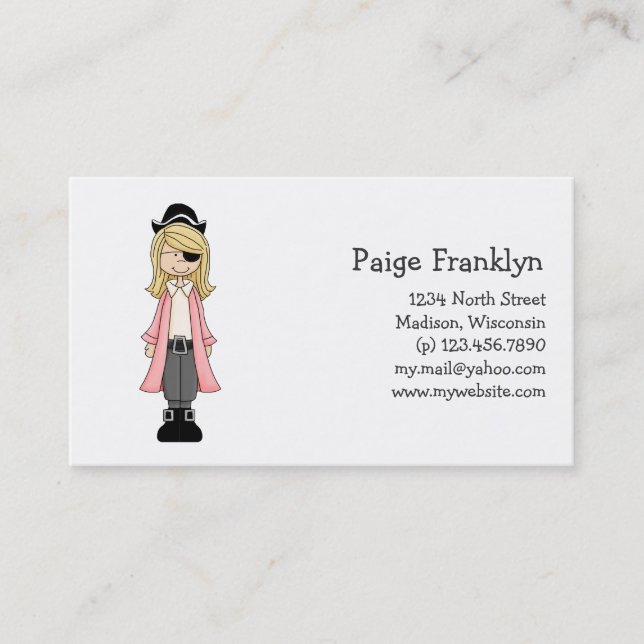 Rosa pirater ·, Piratflicka #2 Visitkort (Framsida)