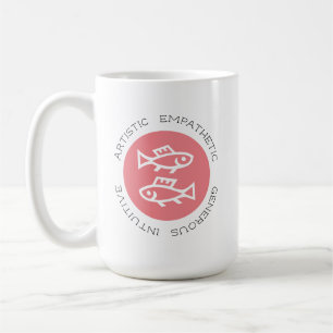 Rosa Pisces Logotyp Zodiac Stjärntecken Astrology  Kaffemugg