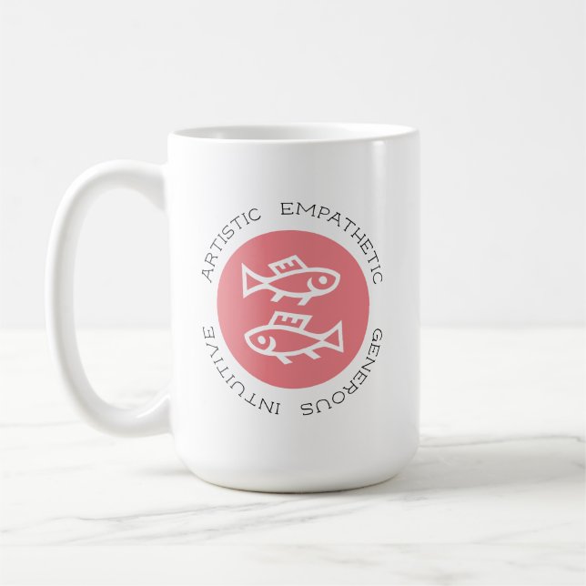 Rosa Pisces Logotyp Zodiac Stjärntecken Astrology  Kaffemugg (Vänster)