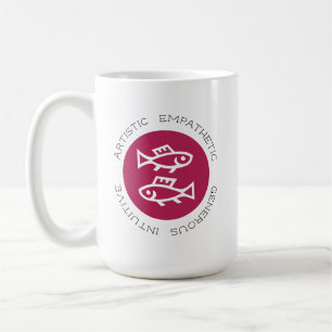 Rosa Pisces Logotyp Zodiac Stjärntecken Astrology Kaffemugg