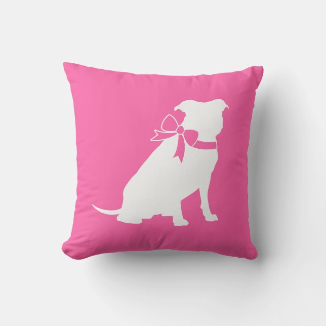 Rosa Pit Bull Dog Baby Shower Kudde (Framsida)