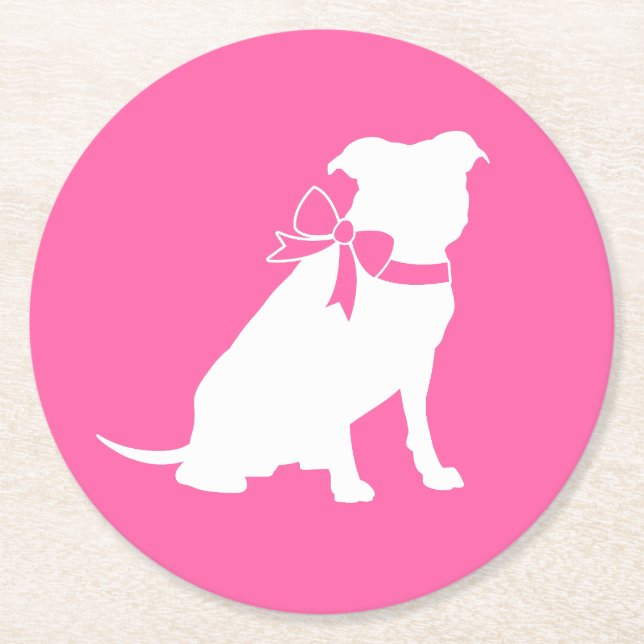 Rosa Pit Bull Dog Baby Shower Underlägg Papper Rund (Framsidan)