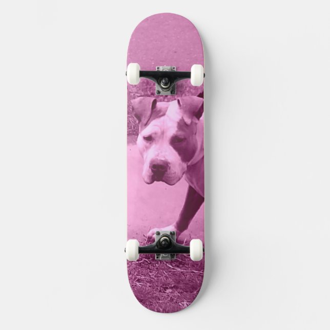 Rosa Pit Bull Skateboard (Framsida)
