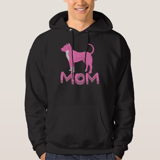 Rosa Pitbull Mamma Hoodie (Framsida)