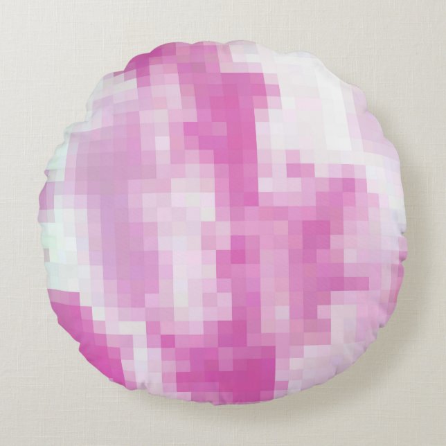 Rosa Pixelated Round Dekorativ kudde (Framsidan)