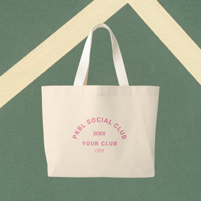 Rosa PKBL Social Klubb Vapensköld Pickleball Jumbo Tygkasse (Skapare uppladdad)