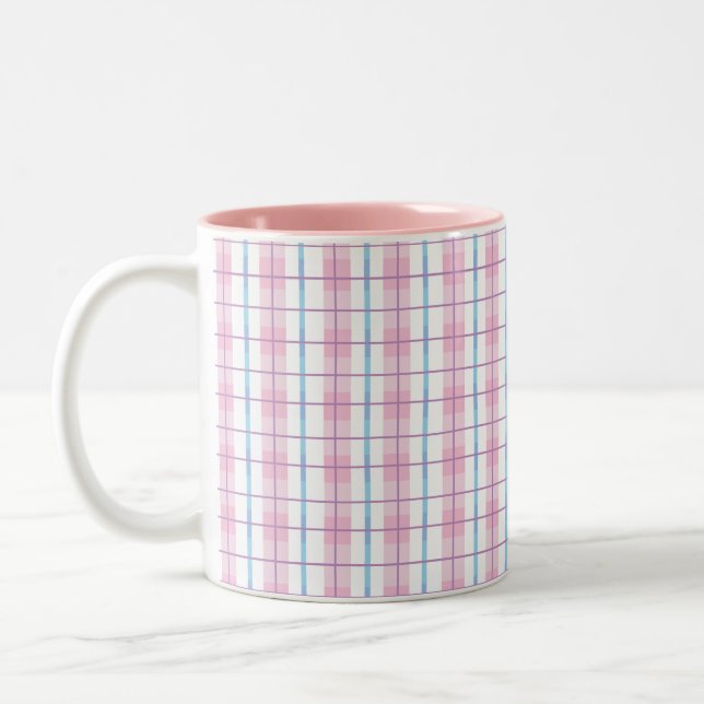 Rosa plädkaffemugg Två-Tonad mugg (Vänster)