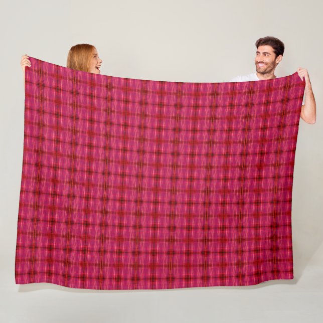 Rosa Plaid Pixels Stor Flödesblanket Fleecefilt (På plats)