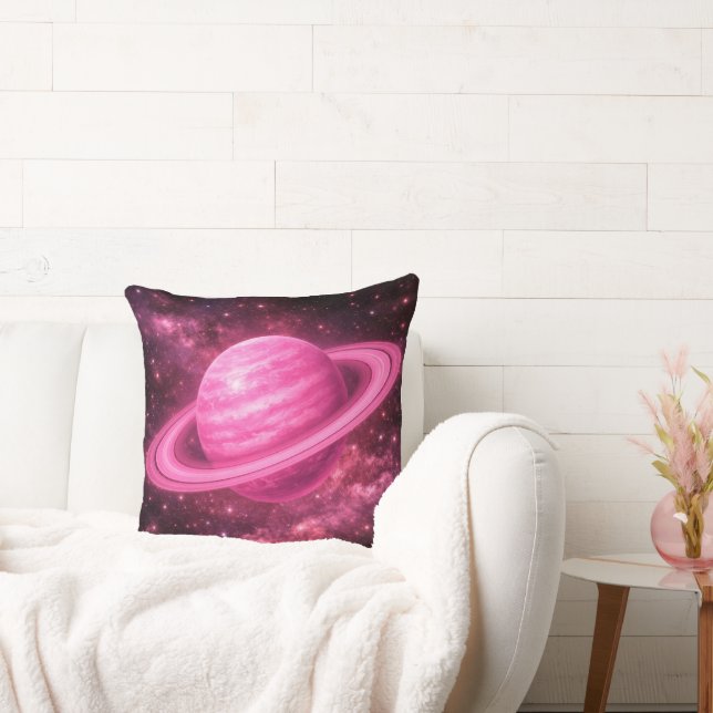 Rosa planet med rosa ringar kudde (Soffa)