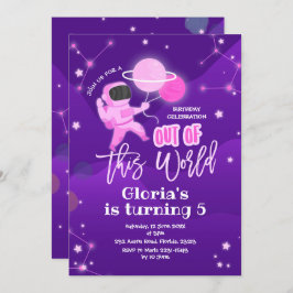 Rosa Planet Space ut ur den här världsdagen Inbjudningar