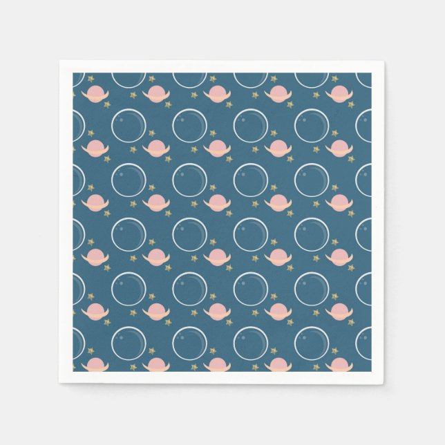 Rosa Planets Måne Galaxy Flick kalas Pappersservett (Framsidan)