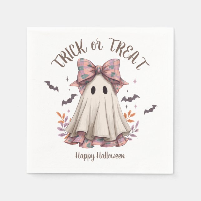 Rosa Play Bow Cute Ghost Girl Halloween fest Pappersservett (Framsidan)