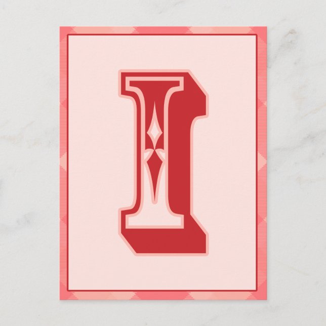 Rosa Play Brev ’I’-typografibanerkort Vykort (Framsida)